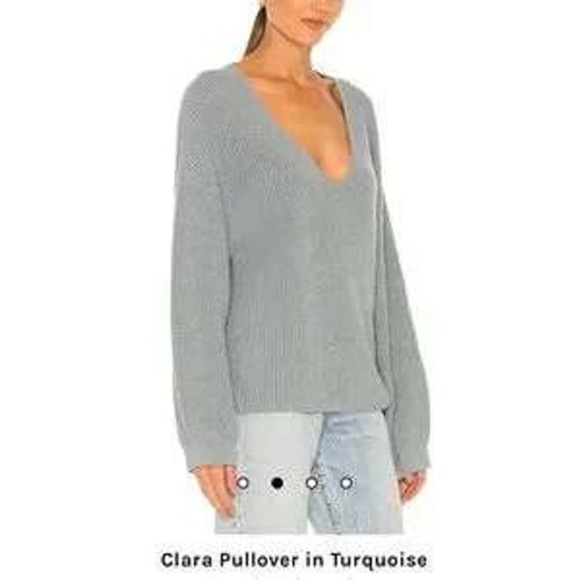 Weekend Stories Clara Pullover Turquoise V-Neck Sweater Women's XL Revolve - Picture 2 of 10